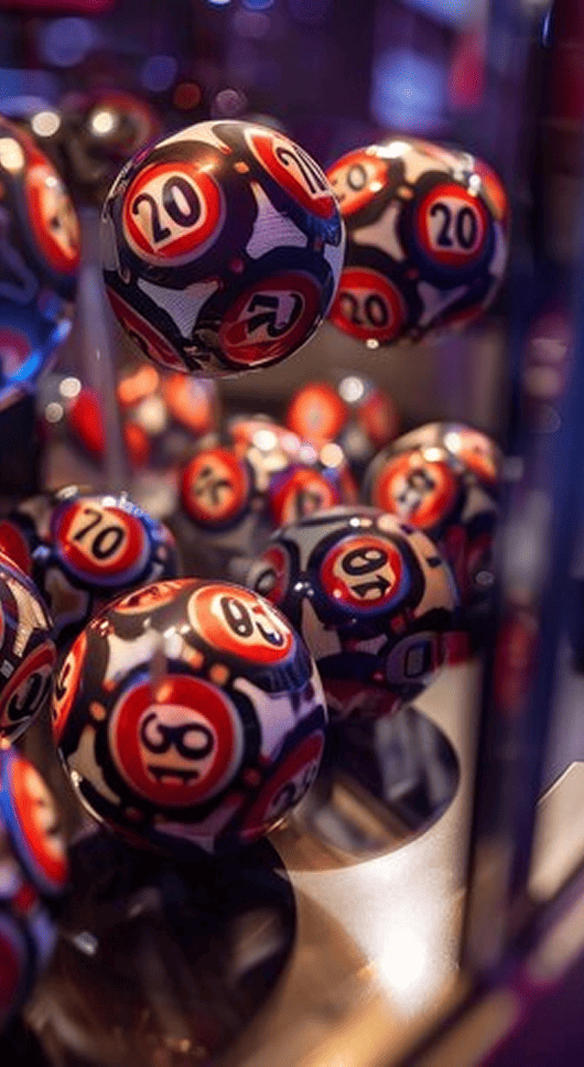 Vertical background with glowing lottery balls