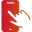 Hand clicking on coin icon in red
